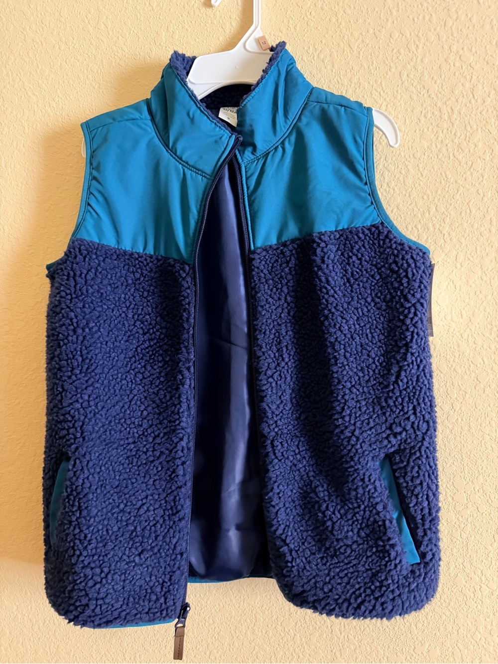NWT Carter's Navy and Teal Sherpa Vest, size 12